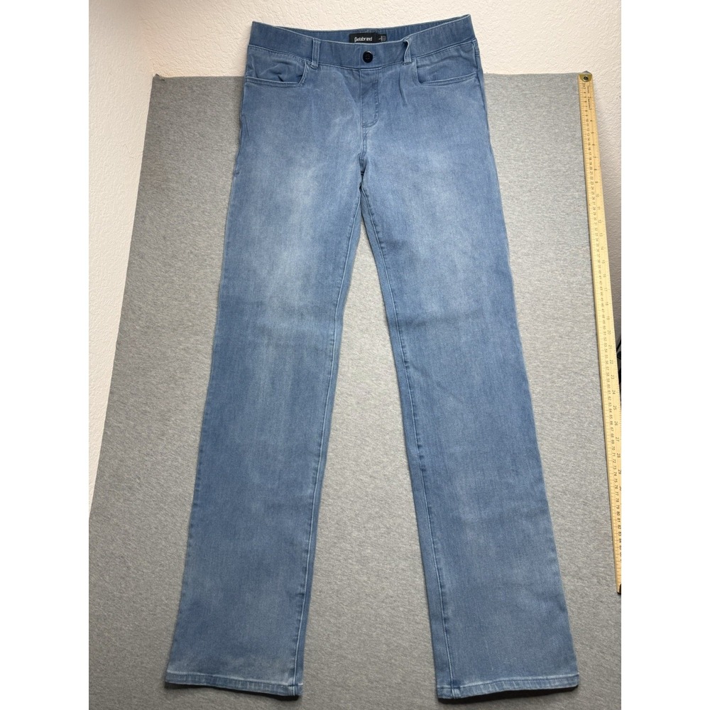 Betabrand Pull On‎ Straight Leg Jeans Womens L Long Blue Denim Mid Rise Stretch